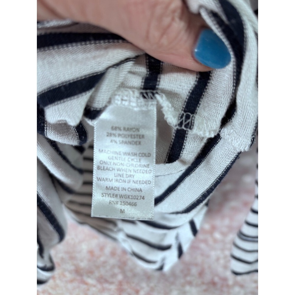 Market & Spruce Black White Striped Hoodie Pullover Long Sleeve Casual Size M - Picture 6 of 8